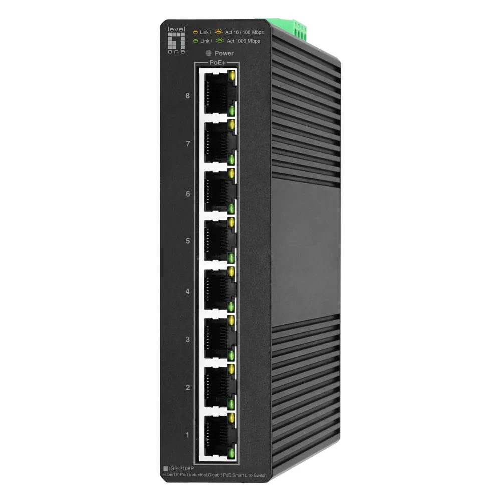 LevelOne Switch 8x GE IGS-2108P 8xPoE Outputs schwarz