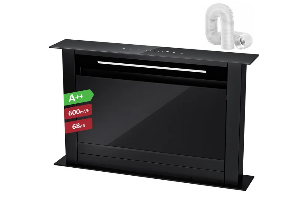 Levivo Deckenhaube A++ Dunstabzugshaube 60cm und 90cm Umluft & Abluft mit 600 m³/h A++ Dunstabzugshaube 60cm und 90cm Umluft & Abluft mit 600 m³/h, Aktivkohlefiltern, Fettfiltern, LED-Beleuchtung