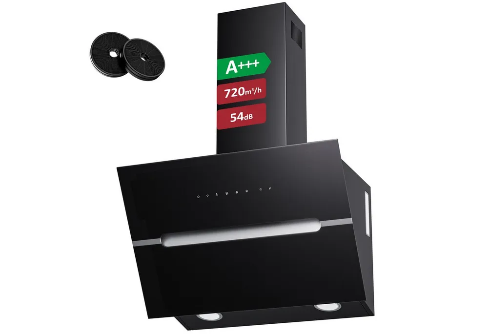 Levivo Kopffreihaube A+++ Dunstabzugshaube 60cm und 90cm Umluft & Abluft mit 720 m³/h A+++ Dunstabzugshaube 60cm und 90cm Umluft & Abluft mit 720 m³/h, Aktivkohlefiltern, Fettfiltern, LED-Beleuchtung