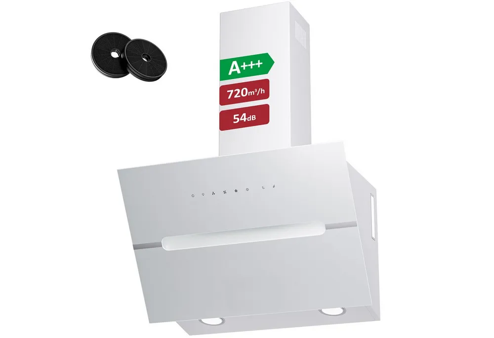 Levivo Kopffreihaube A+++ Dunstabzugshaube 60cm und 90cm Umluft & Abluft mit 720 m³/h A+++ Dunstabzugshaube 60cm und 90cm Umluft & Abluft mit 720 m³/h, Aktivkohlefiltern, Fettfiltern, LED-Beleuchtung