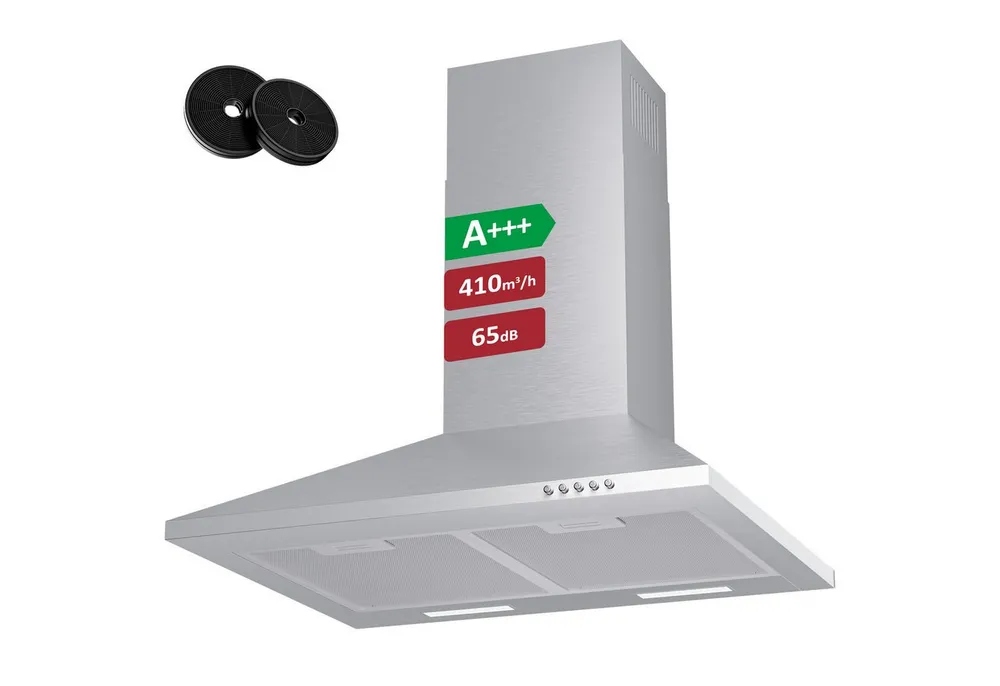 Levivo Wandhaube A+++ 410 m³/h Dunstabzugshaube 60cm und 90cm Umluft & Abluft A+++ 410 m³/h Dunstabzugshaube 60cm und 90cm Umluft & Abluft, Aktivkohlefiltern, Fettfiltern, LED-Beleuchtung