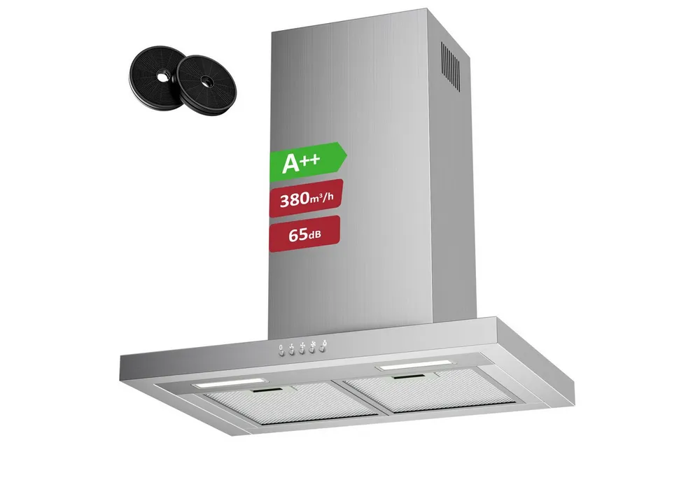 Levivo Wandhaube A++ Dunstabzugshaube 60cm Umluft & Abluft mit 380 m³/h A++ Dunstabzugshaube 60cm Umluft & Abluft mit 380 m³/h, Aktivkohlefiltern, Fettfiltern, LED-Beleuchtung