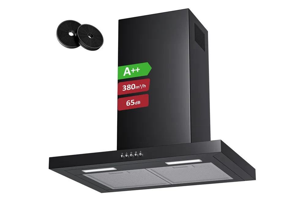 Levivo Wandhaube A++ Dunstabzugshaube 60cm Umluft & Abluft mit 380 m³/h A++ Dunstabzugshaube 60cm Umluft & Abluft mit 380 m³/h, Aktivkohlefiltern, Fettfiltern, LED-Beleuchtung