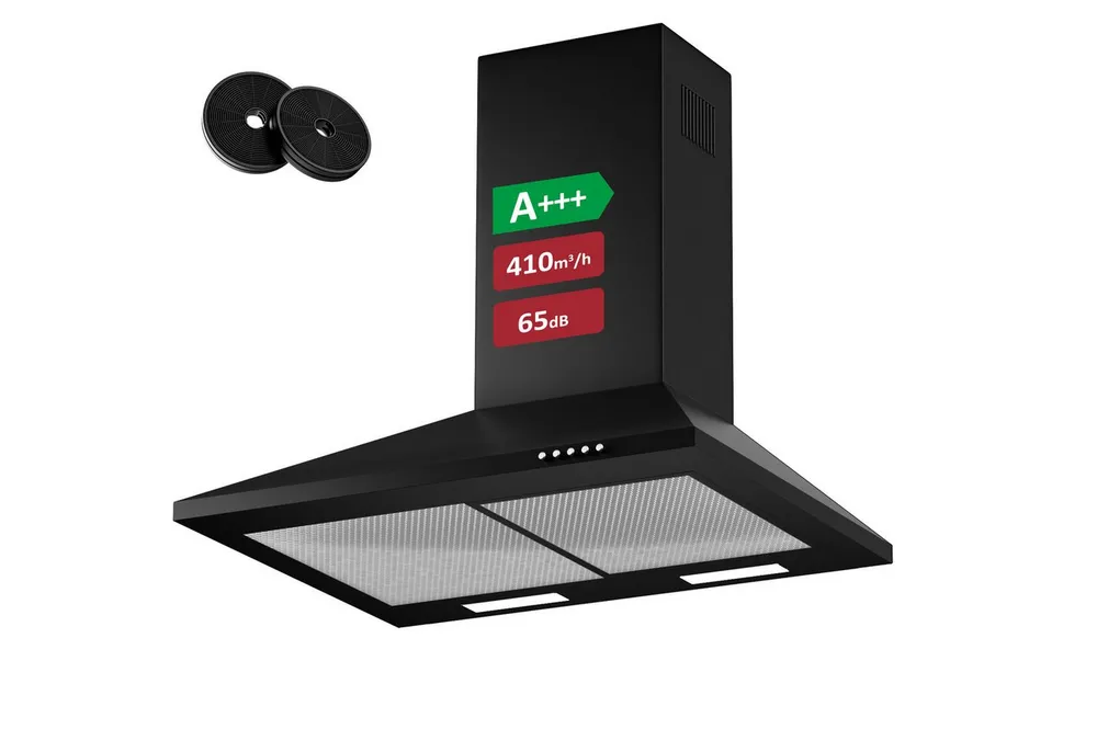 Levivo Wandhaube A+++ Dunstabzugshaube 60cm und 90cm Umluft & Abluft mit 410 m³/h A+++ Dunstabzugshaube 60cm und 90cm Umluft & Abluft mit 410 m³/h, Aktivkohlefiltern, Fettfiltern, LED-Beleuchtung
