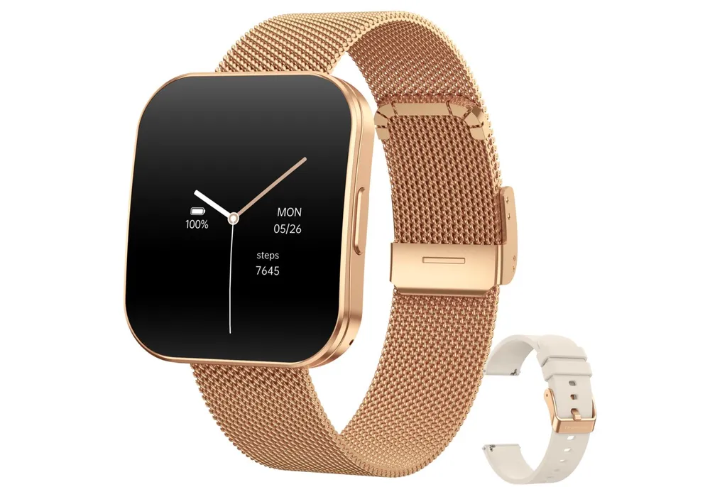 Levowatch TINY Damen Smartwatch, Sprachassistent, AMOLED Always-On Display Smartwatch (4.7 cm/1.8 Zoll, Android und iOS) Fitness Tracker Uhr, 3 Armbänder, Menstruationszyklus, wasserdicht, 8mm Gehäuse, 4-teilig, Schrittzähler, Puls, SpO2, Blutdruck, Schlafüberwachung, Anruffunktion
