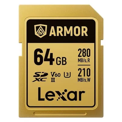 SD-Karte Lexar ARMOR GOLD SDXC UHS-II 64GB V60 IP68 Edelstahl