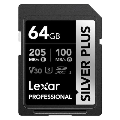 Speicherkarte Lexar Silver Plus SDXC 64 GB UHS-I V30 205 MB/s 100 MB/s