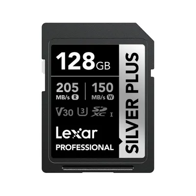 Lexar Professional SILVER PLUS 128 GB UHS-I U3 V30 205 MB/s widerstandsfähige SD-Karte