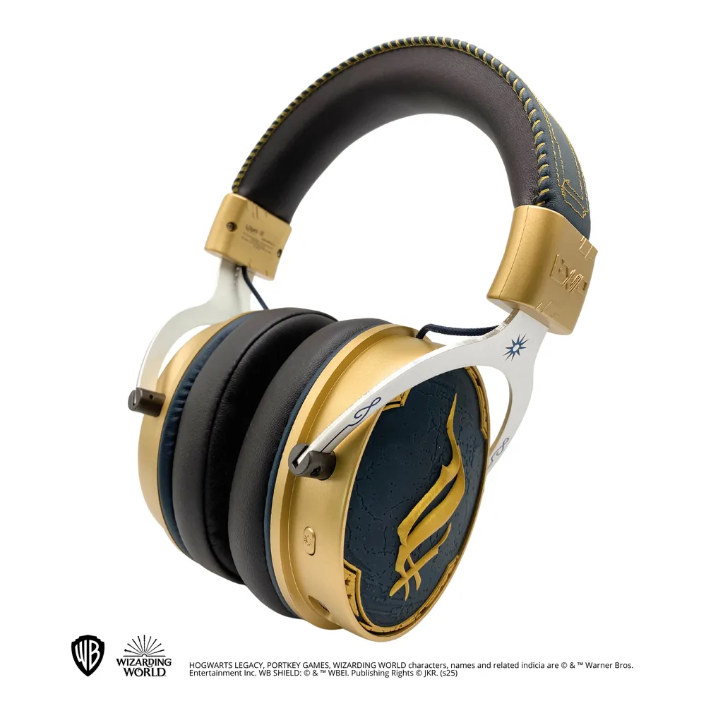 Kopfhörer Lexip Hogwarts Legacy Ancient Magic Wireless und Kabel Gaming Headset Blau Gold