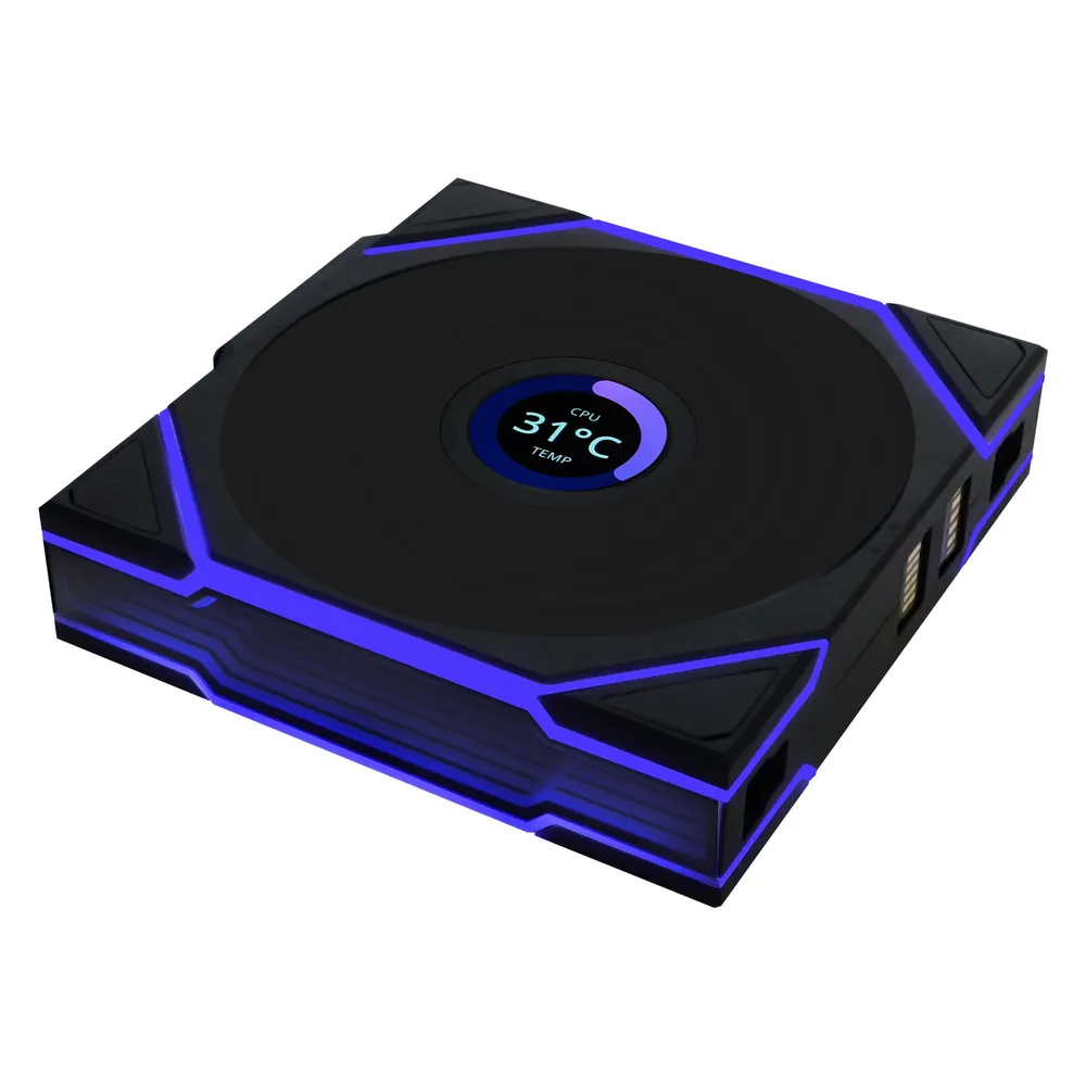 Lian-Li UNI FAN TL 120mm ARGB PWM Reverse kabelloser Zusatzlüfter LCD Touchpanel schwarz