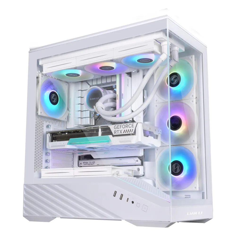 PC-Gehäuse Lian Li V100 White ARGB 4 Lüfter Glas ATX 420mm GPU