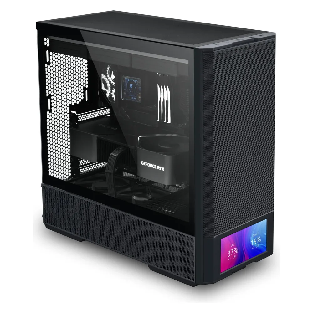 PC-Gehäuse Lian Li LAN207DX Midi Tower Schwarz mit 6" Display und Premium-Kühlung PC-Gehäuse Lian Li LAN207DX Midi Tower Schwarz mit 6" Display und Premium-Kühlung