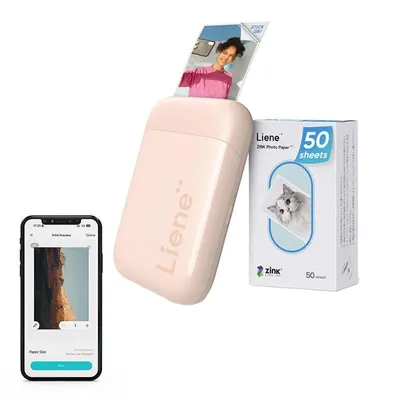 Tragbarer Bluetooth Zink-Drucker Liene Pearl 2x3" rosa tintenlos
