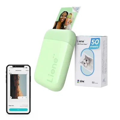 Tragbarer Zink-Drucker Bluetooth Liene Pearl 2x3" grün mit integriertem Akku