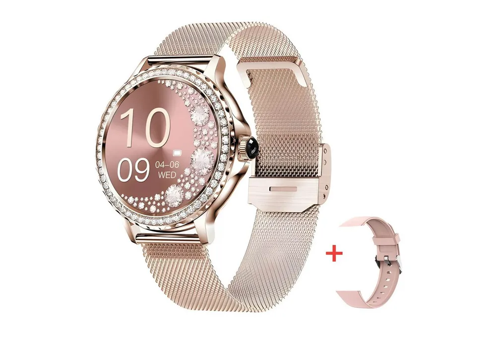 Lige Smartwatch Damen mit Metallband, 1.3 Zoll Fitnessuhr Telefonfunktion Smartwatch (3,3 cm), 100+ Sportmodis, Schlaftracker, Fitnesstracker