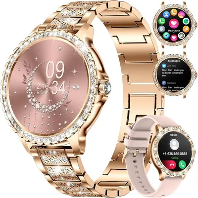 Lige Smartwatch Damen mit Metallband, 1.32 Zoll Fitnessuhr Telefonfunktion Smartwatch, Herzfrequenz Schlafmonitor, IP67 Wasserdicht Schrittzähler