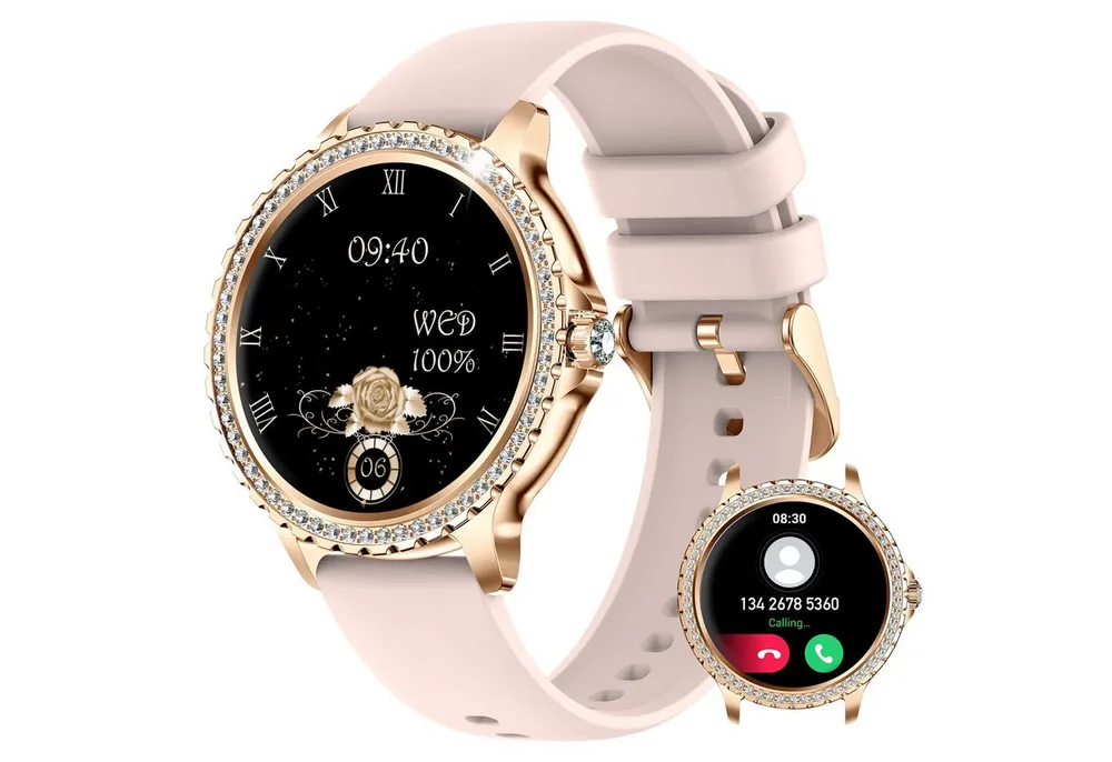 Lige Smartwatch Damen mit Metallband, 1.32 Zoll Fitnessuhr Telefonfunktion Smartwatch, Herzfrequenz Schlafmonitor, IP67 Wasserdicht Schrittzähler