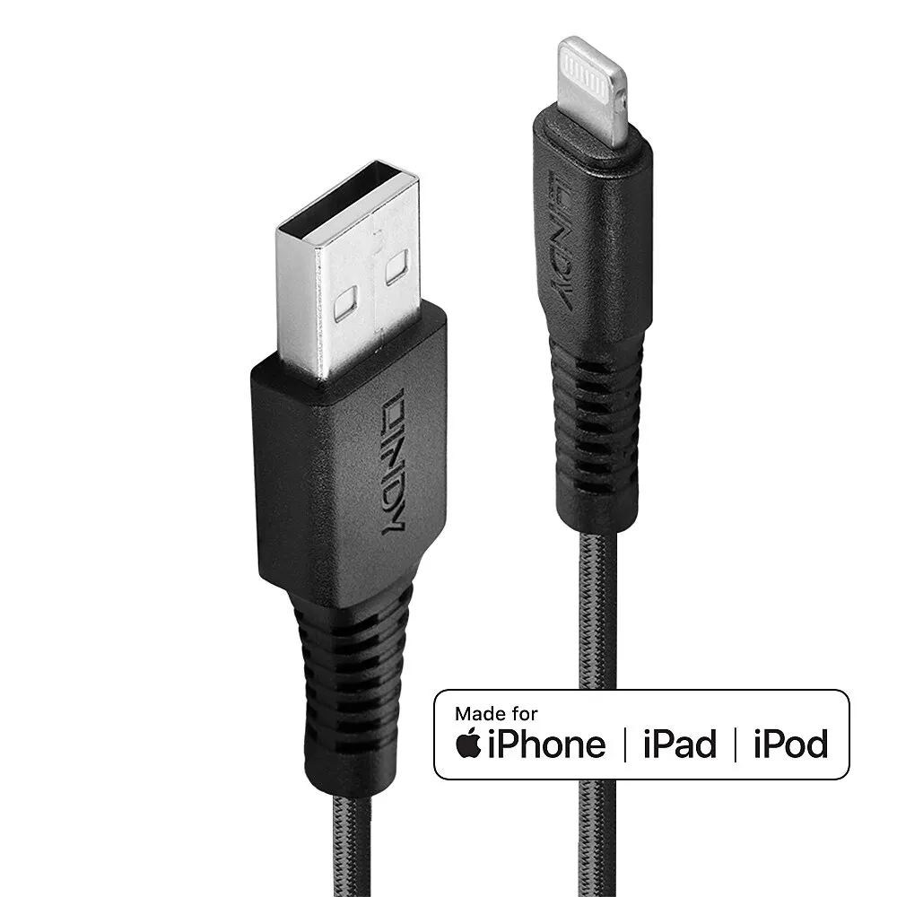 Kabel Lindy 31292 2 m Lightning auf USB A Stecker Stecker Schwarz