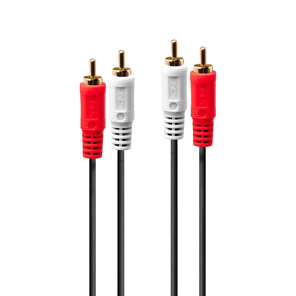 Audio-Kabel Lindy 35663 2x RCA Stecker zu 2x RCA Stecker 5 m Schwarz Rot Weiß