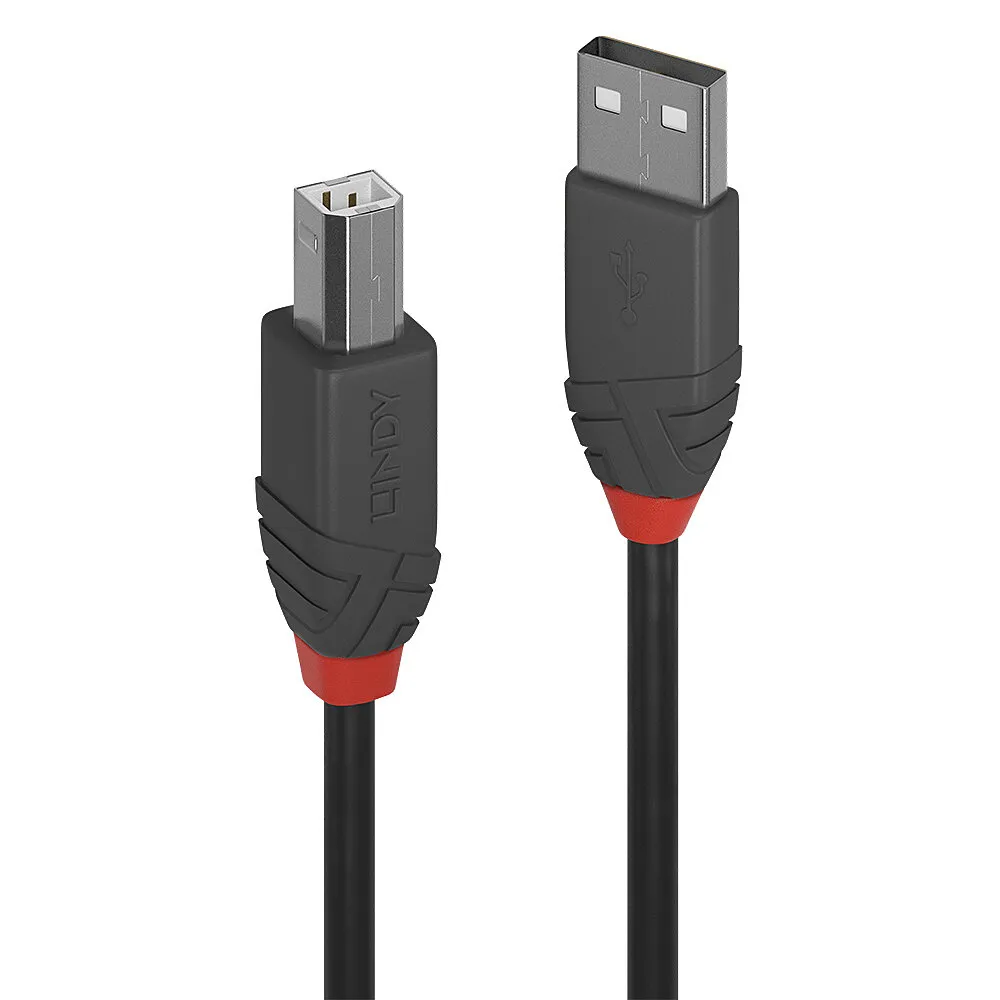 USB 2.0 A nach B Kabel Lindy Anthra Line 2 m Schwarz