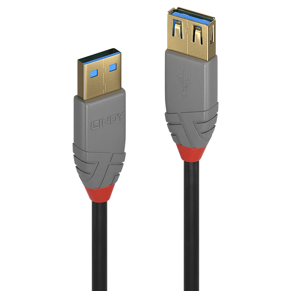 Verlängerungskabel USB 3.2 Gen 1 Lindy Anthra Line 2 m USB-A 5 Gbit/s Schwarz