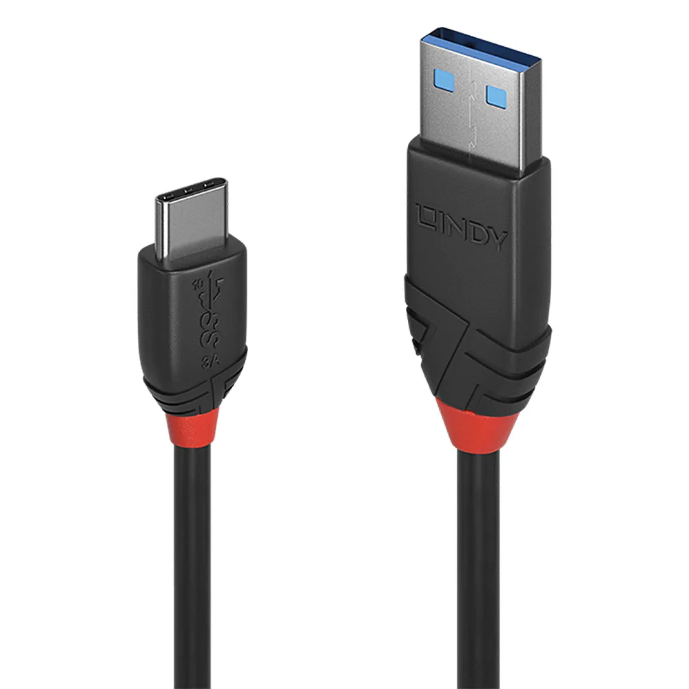 USB 3.2 Gen 1 Kabel Lindy Black Line 0,5 m USB-A an USB-C 10 Gbit/s Schwarz