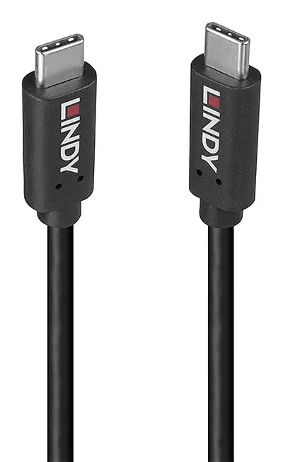 USB-C zu USB-C Kabel Lindy 36975 0,5 m USB 3.2 Gen 2x2 20 Gbit/s Schwarz