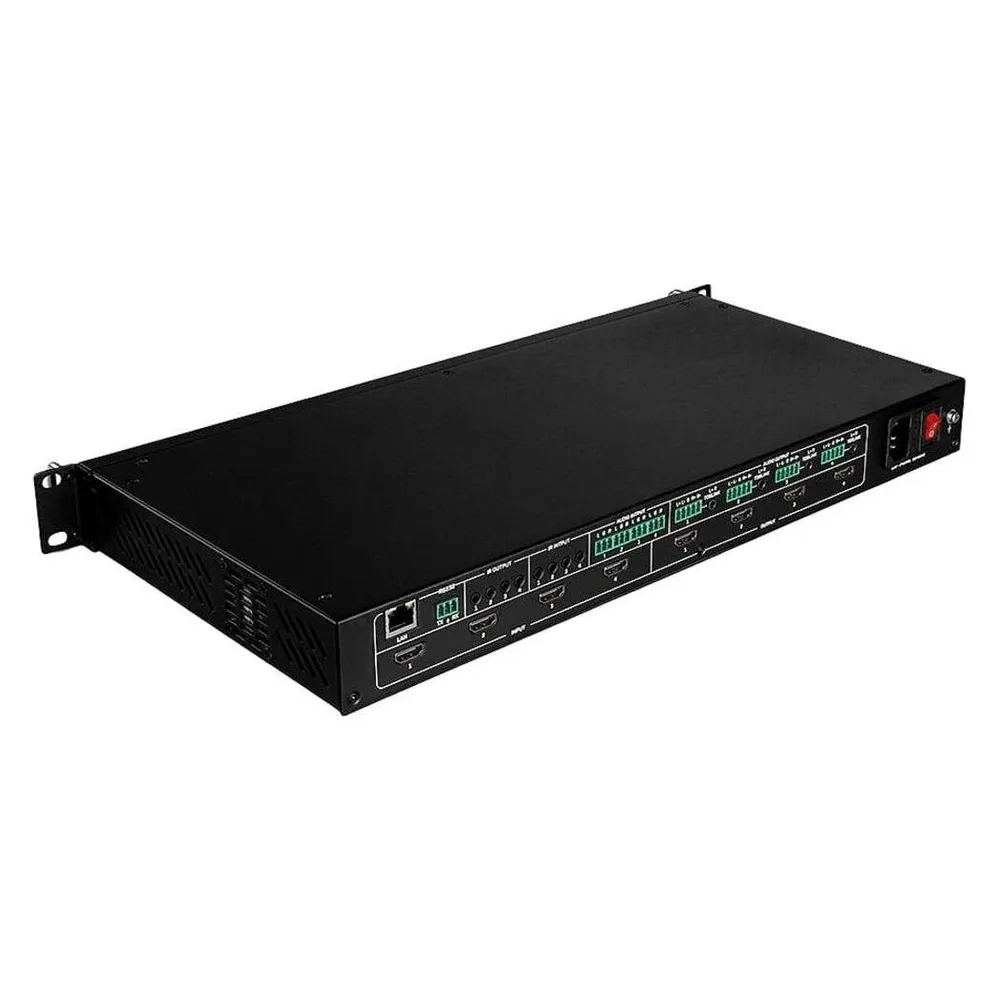 Lindy 4x4 HDMI 4K60 Matrix mit Video Wall Scaling Unterbrechungsfreies Umschalten zwischen 4 Displays & 4