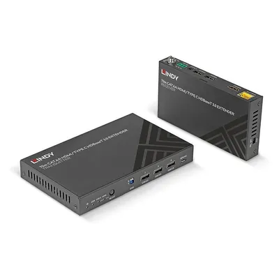 Lindy 70m Cat.6A TypeC & HDMI HDBaseT 3.0 KVM Extender