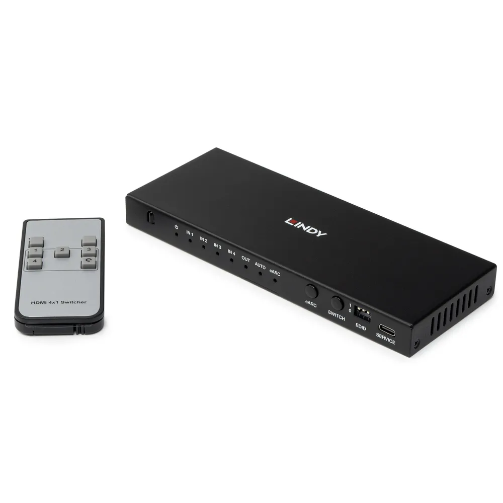 Switch HDMI Lindy 38386 4 Ports 8K Ultra HD eARC USB A C Metall