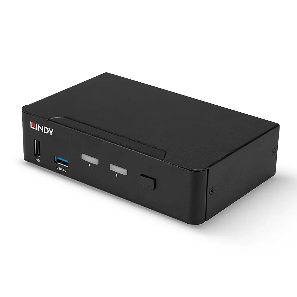 KVM-Switch Lindy 39312 2 Anschlüsse DisplayPort 1.4 USB 3.0 4K 60Hz