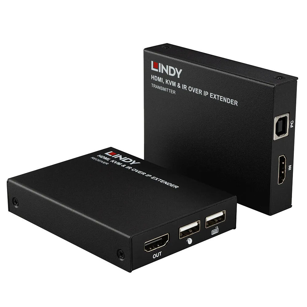 KVM Extender Lindy 39320 HDMI USB Cat6 150 m Schwarz Metall