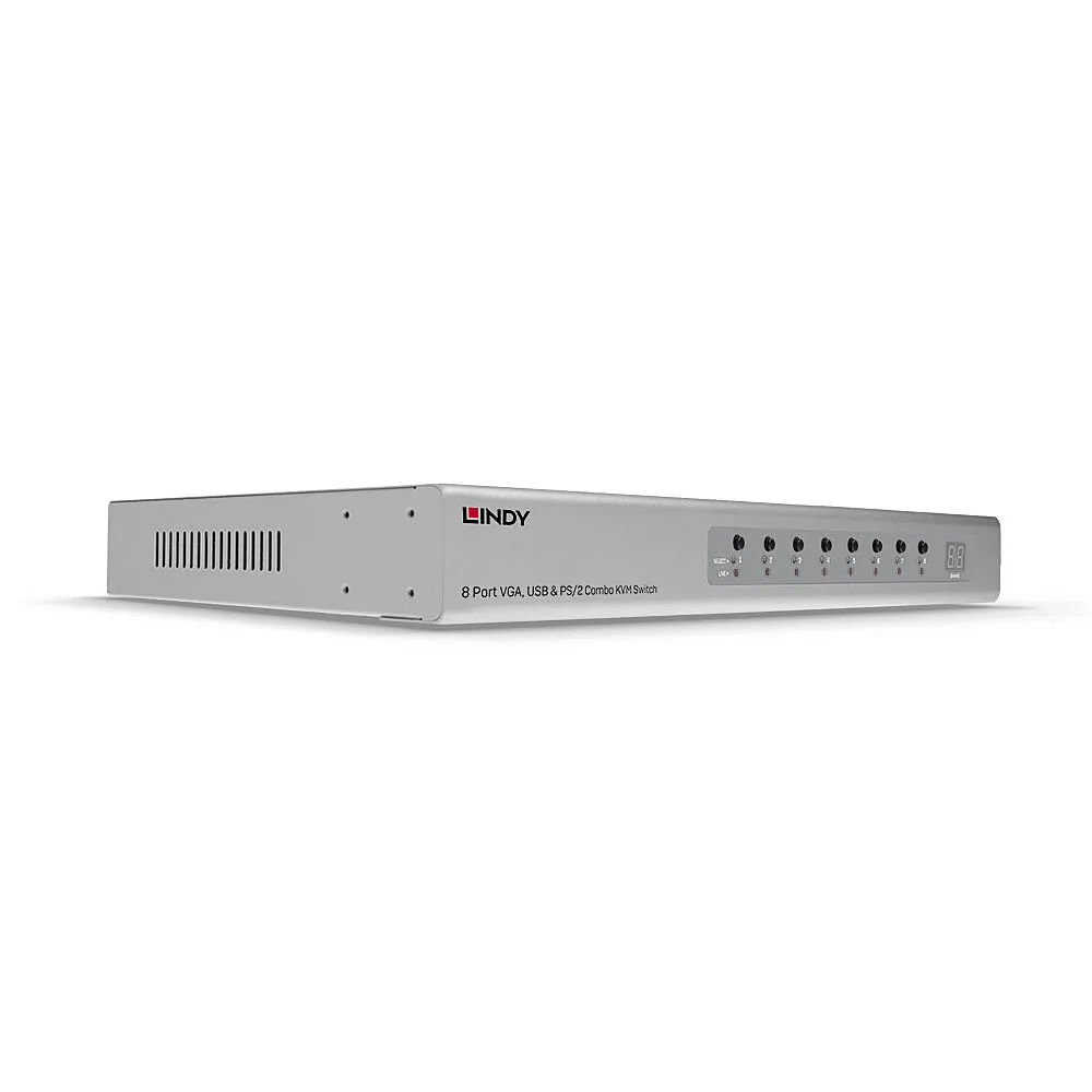 KVM Switch Lindy 39526 8-fach VGA Full HD 2048x1536 1U Rackmontage Silber