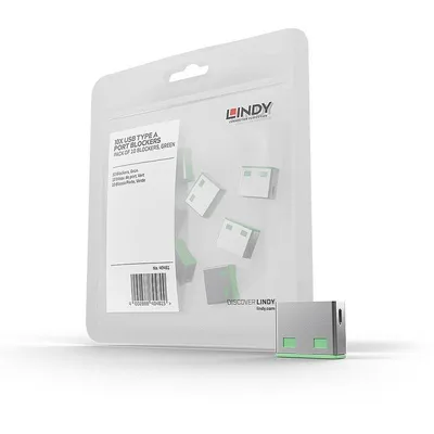 USB-Port-Sperre Lindy 40461 Grün ABS 10 Stück