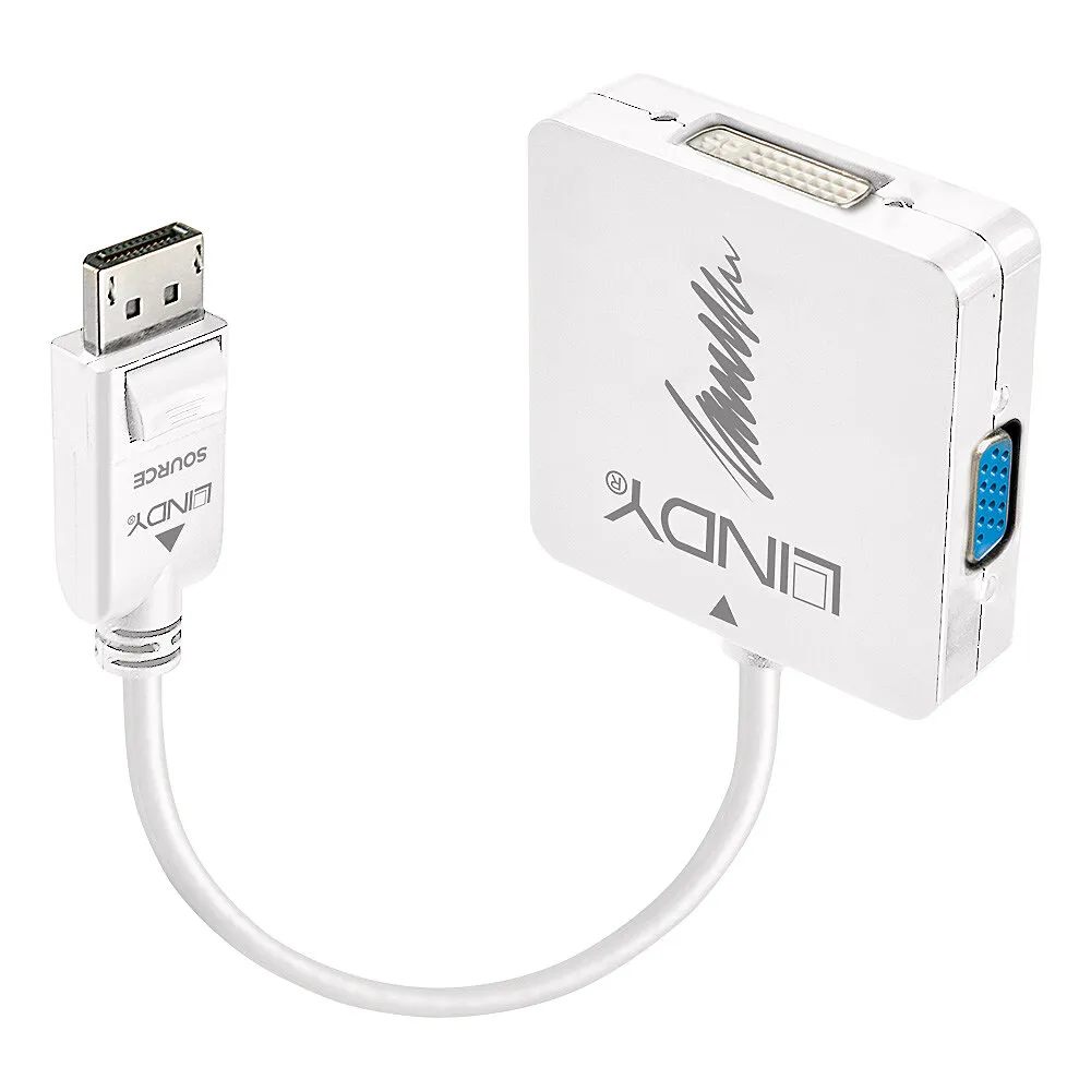 Lindy DisplayPort zu DVI-D + VGA + HDMI 4K Videoadapter