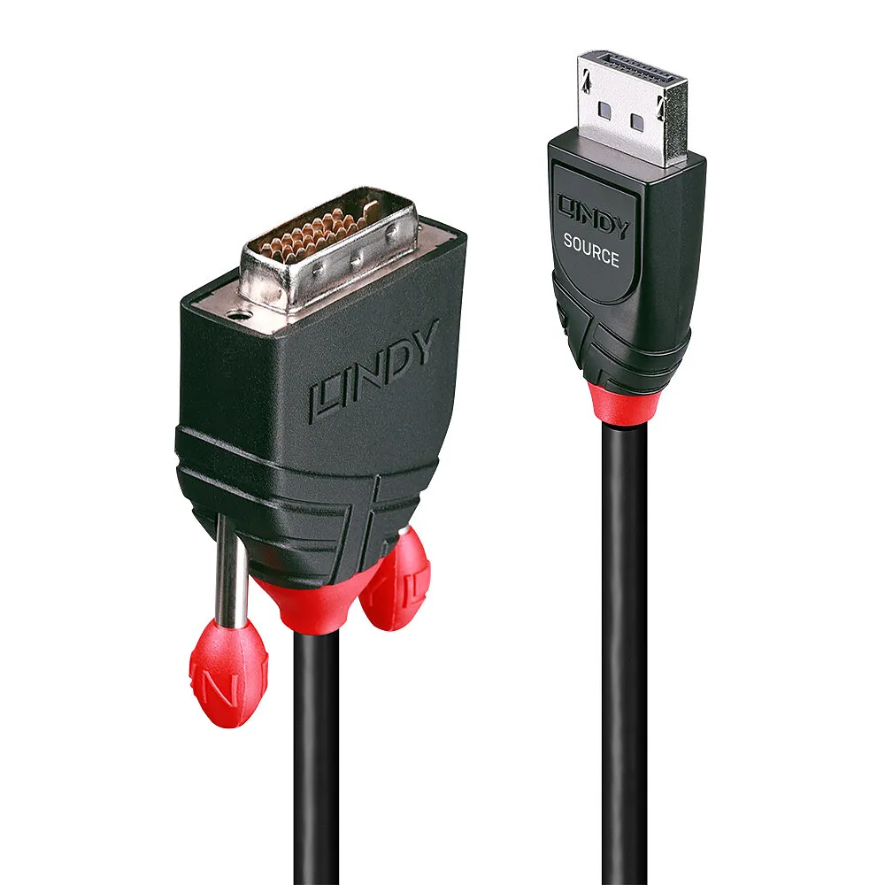 Kabel DisplayPort zu DVI-D Lindy 41491 2m Gold Gerade Stecker-Buchse Schwarz
