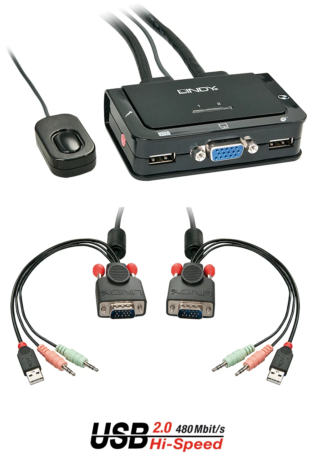 KVM Switch Lindy 42342 USB VGA Audio 2-fach Schwarz KVM Switch Lindy 42342 USB VGA Audio 2-fach Schwarz