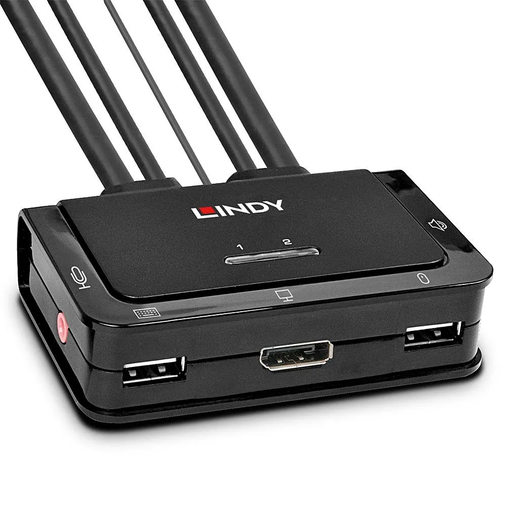 KVM-Switch Lindy 2 Port DisplayPort 4K Ultra HD Rackmontage