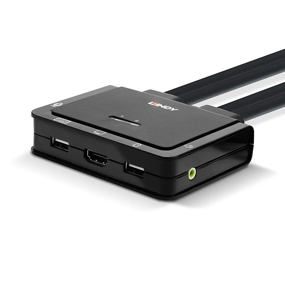 KVM-Switch Lindy 42345 4K Ultra HD 4096x2160 HDMI USB 2-Port Schwarz Rack-Mount