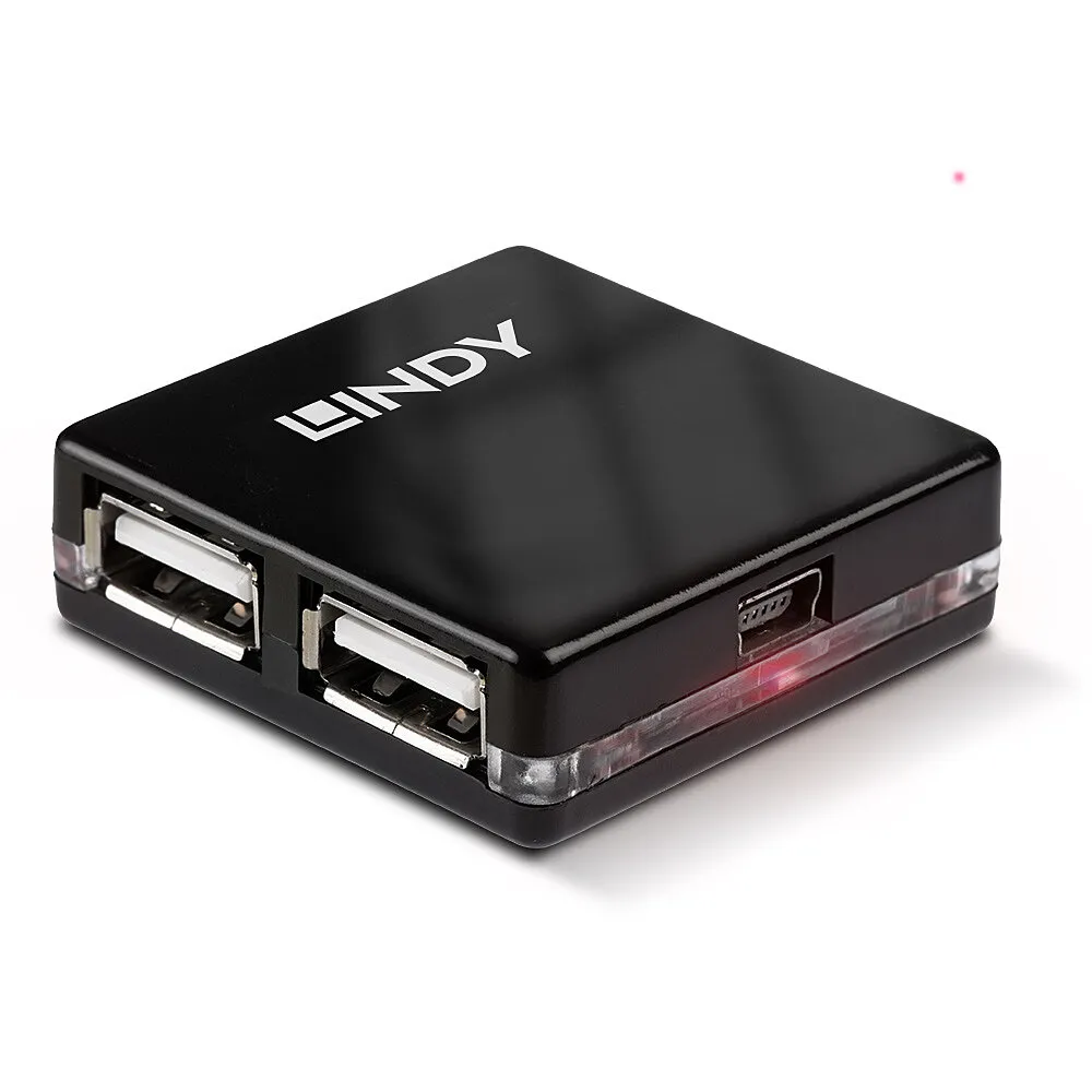 Hub Lindy 4 Ports 480 Mbit/s USB 2.0 Modell 42742 kompakt schwarz