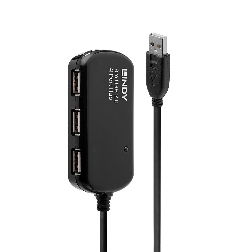 USB-Hub Lindy 42781 4 Ports USB 2.0 8m Plug and Play Langkabel