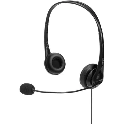 Lindy USB-Kopfhörer kabelgebunden schwarz mit flexiblem Mikrofon und Inline-Steuerung