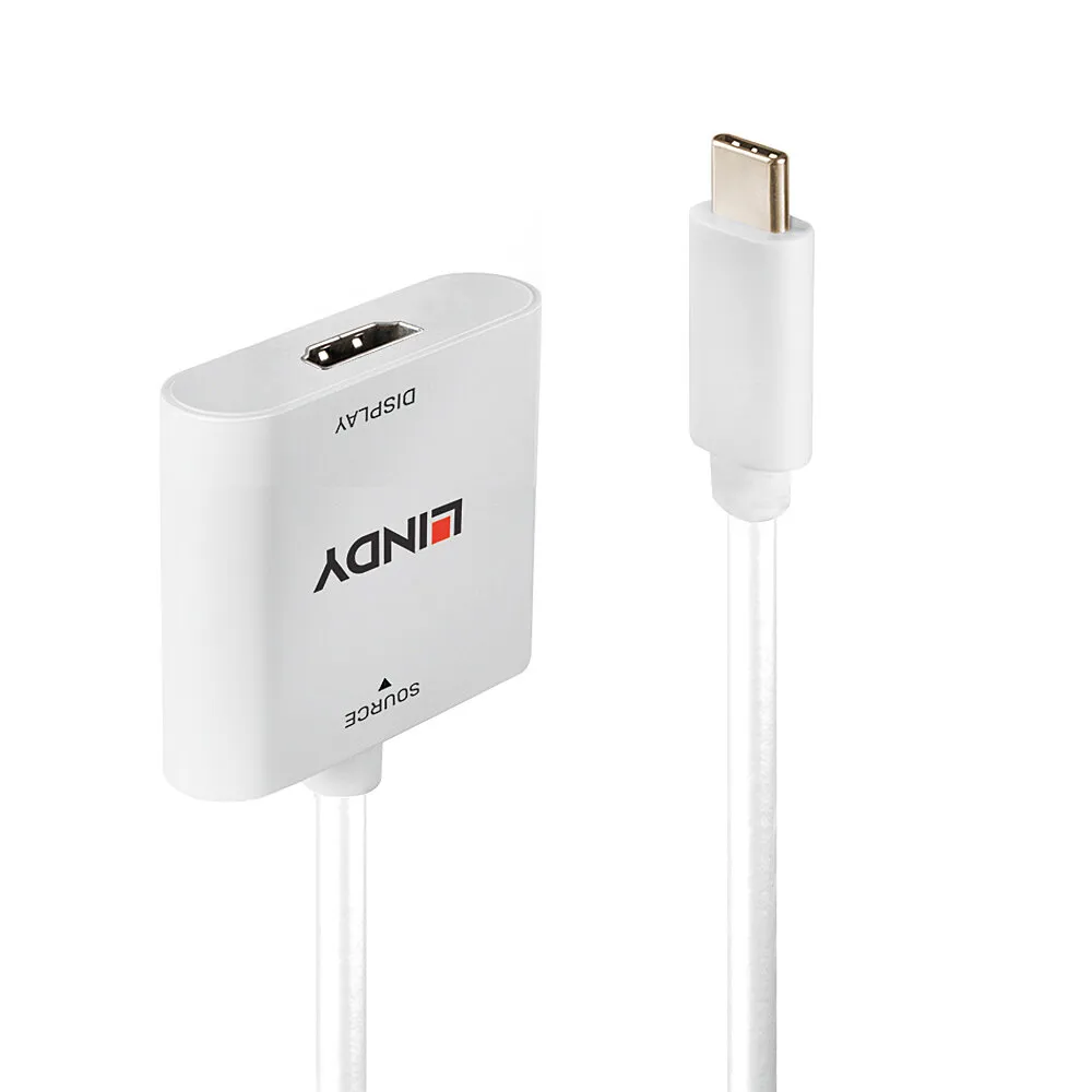 Adapter USB-C nach HDMI 4K 60Hz HDR 0,1m Weiß Plug and Play Lindy 43339