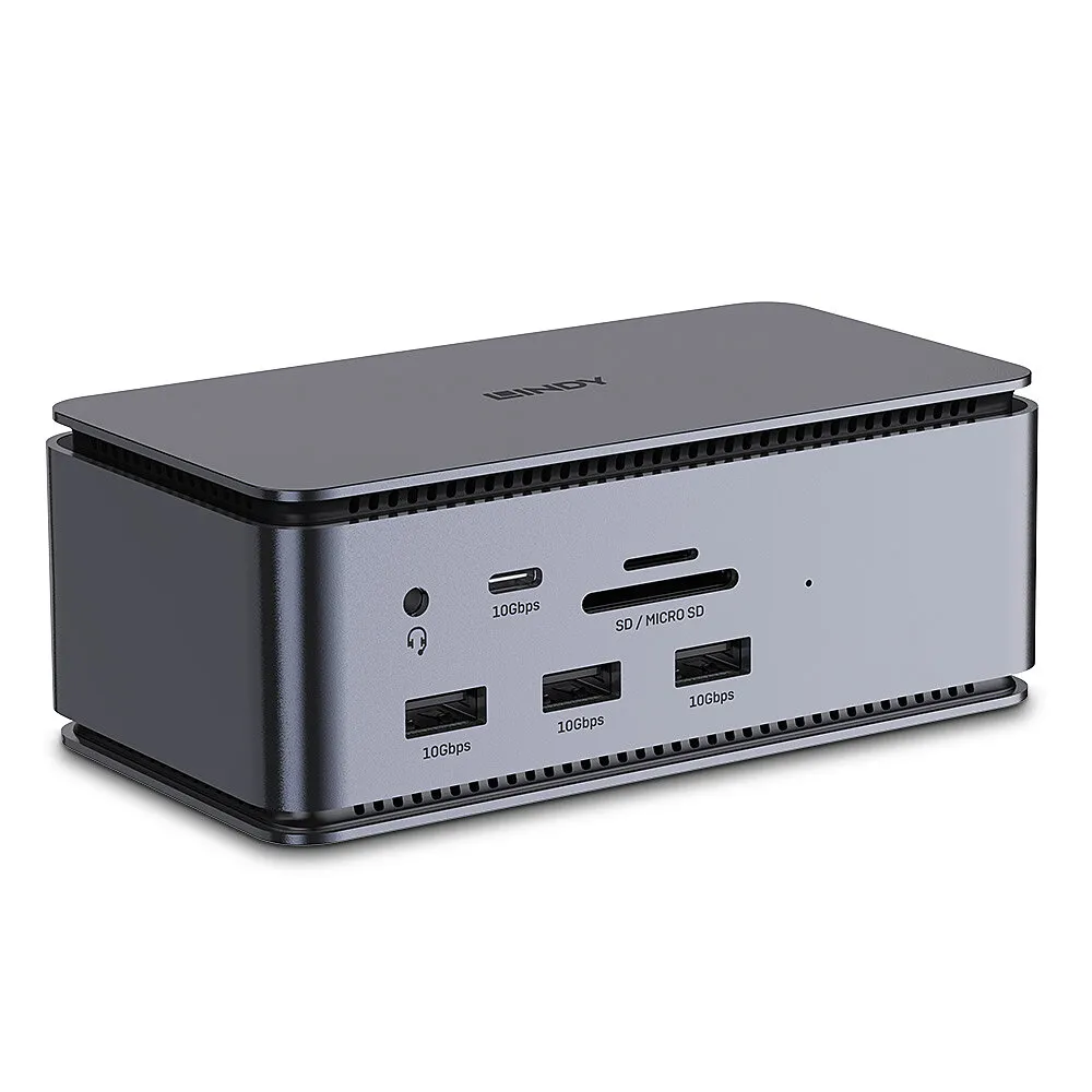 Dockingstation Lindy 43372 USB4 Acoplamiento 100 W Ethernet 1000 Mbit/s Antracita