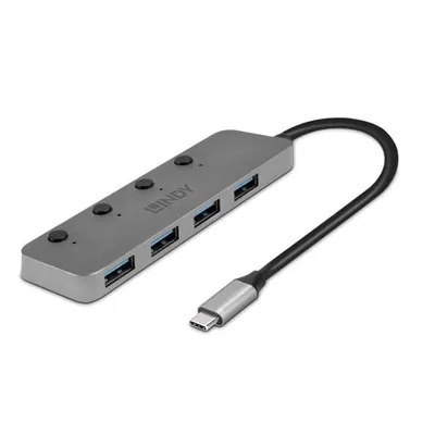USB-Hub Lindy 43383 USB 3.2 Gen 1 Type-C zu 4x USB 3.2 Gen 1 Type-A Grau USB-Hub Lindy 43383 USB 3.2 Gen 1 Type-C zu 4x USB 3.2 Gen 1 Type-A Grau