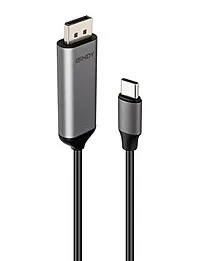 Kabel Adapter USB-C auf DisplayPort 1.4 Lindy 1 m Grau