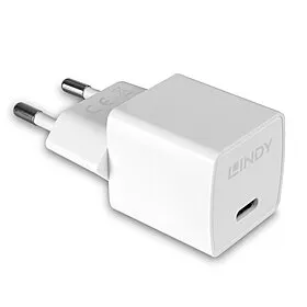 Ladegerät Lindy 73410 USB-C 20W GaN Weiß Kompakt Schutzfunktion