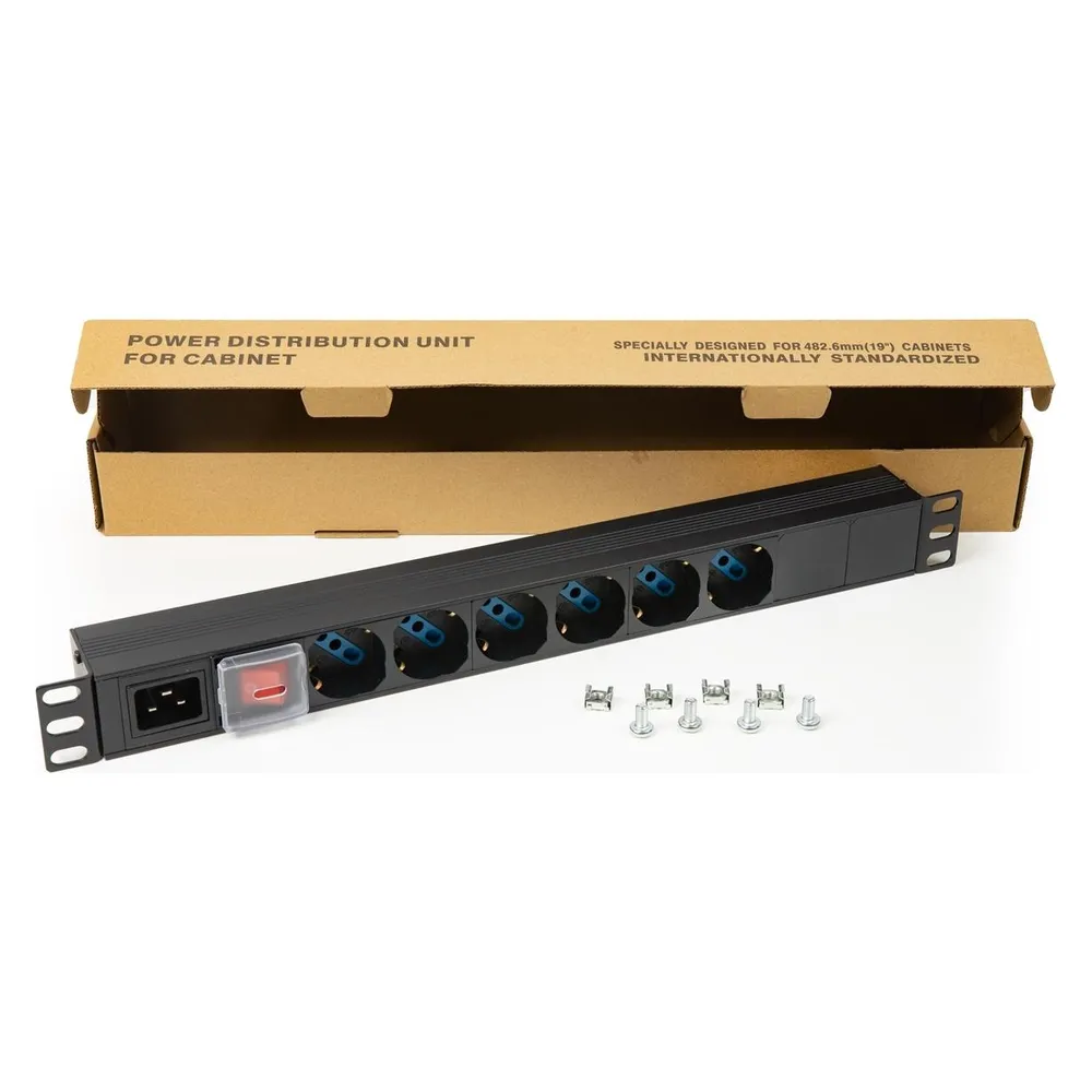 Link 19-Zoll-Rack-Steckdosenleiste mit 6 Steckdosen
