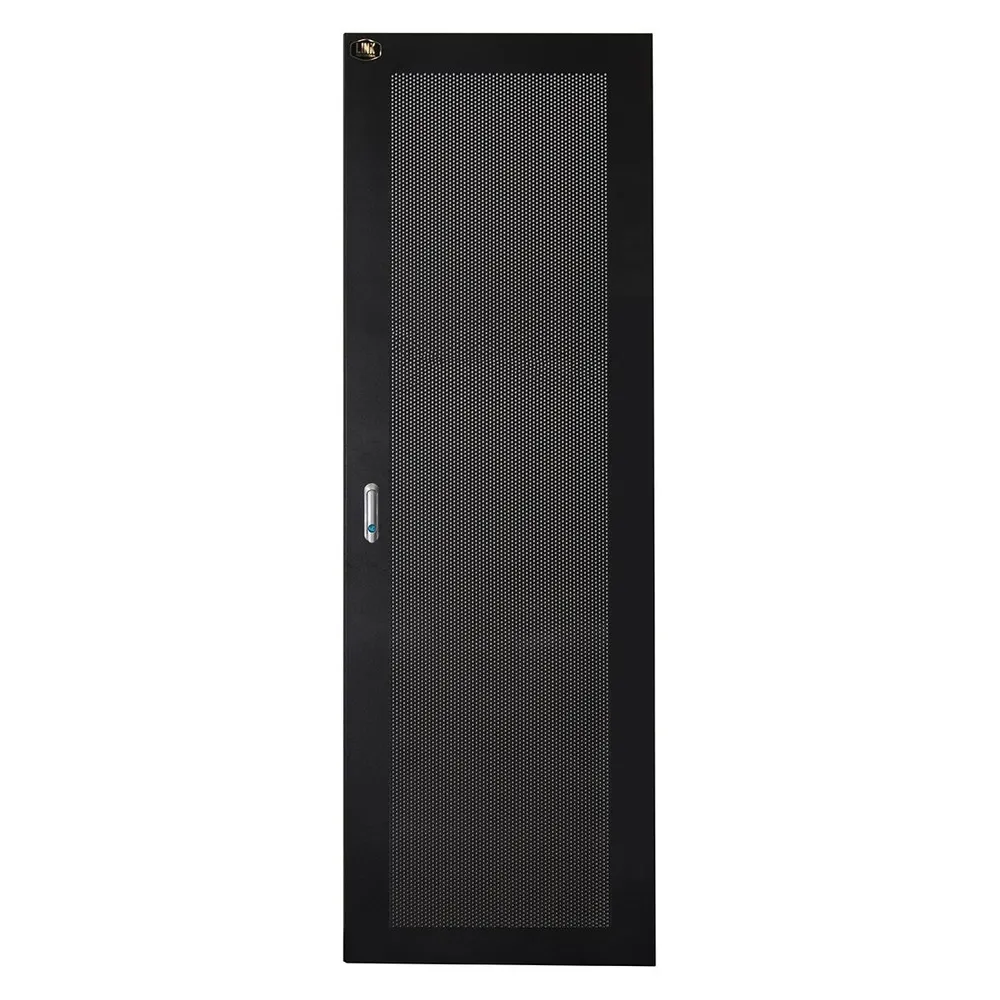Link Schwarze gelochte Metalltür für