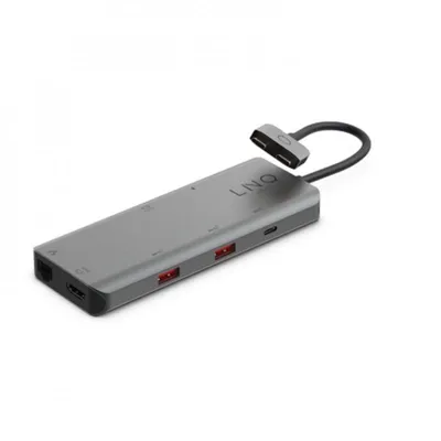 LINQ byELEMENTS LQ48011 laptop-dockingstation & portreplikator Kabelgebunden 2 x USB 3.2 Gen 2 (3.1 Gen 2) Type-C Schwarz, Grau